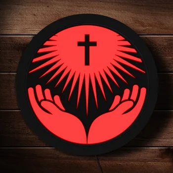 Holding Hands Cross Religion Symbol Custom Edge Lit Round LED Neon Sign Church Logo LED Lighting Decor Chritian Religious Gift
Holding Hands Cross Religion Symbol Custom Edge Lit Round LED Neon Sign Church Logo LED Lighting Decor Chritian Religious Gift