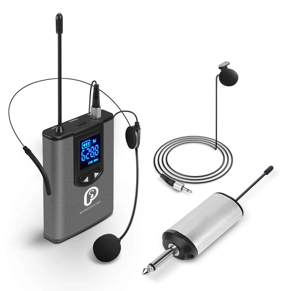 SP UHF Wireless System with Headset Mic/Lavalier Lapel Mics&Bodypack Transmitters and One Mini Rechargeable Receiver1/4"output
SP UHF Wireless System with Headset Mic/Lavalier Lapel Mics&Bodypack Transmitters and One Mini Rechargeable Receiver1/4"output