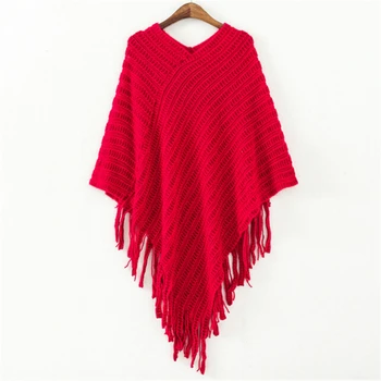 Autumn Winter New Casual Loose Slim Tassel Asymmetrical Poncho Cape Women Ladies Knitted Pullover Feminina Jumper Sweater Loose 
Autumn Winter New Casual Loose Slim Tassel Asymmetrical Poncho Cape Women Ladies Knitted Pullover Feminina Jumper Sweater Loose