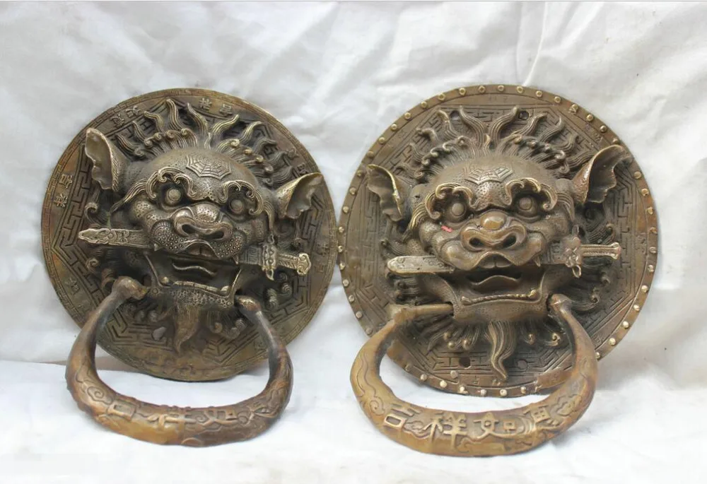 free 6.8" China Chinese Copper Bronze Dragon Head Fengshui Door Knocker Statue Pair fast
free 6.8" China Chinese Copper Bronze Dragon Head Fengshui Door Knocker Statue Pair fast
