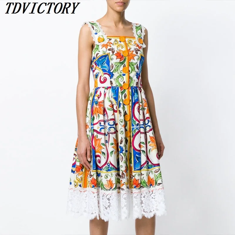 TDVICTORY 2019 Summer Runway Designer Women Party Dress Lace Patchwork Print Flower Vest Ladies Vintage Slim Sexy Dress Vestidos
TDVICTORY 2019 Summer Runway Designer Women Party Dress Lace Patchwork Print Flower Vest Ladies Vintage Slim Sexy Dress Vestidos