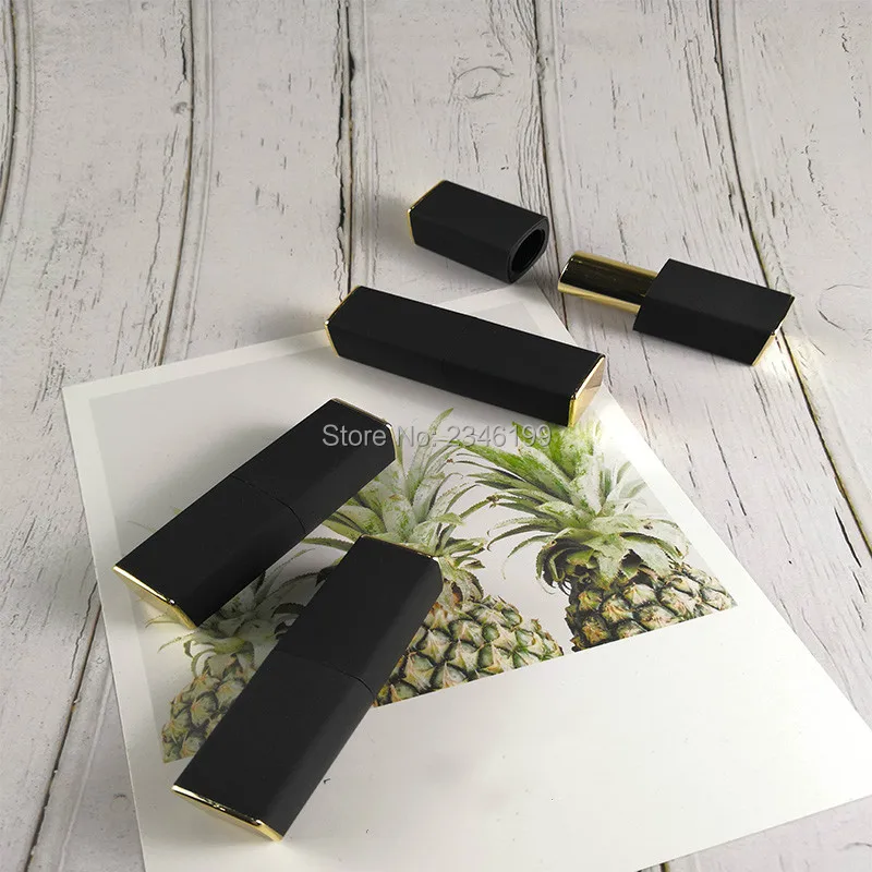 Empty Square Lipstick Tube 12.1mm Frosted Black Lipbalm Tube Bule Lipstick Container Empty Magnetic Buckle Lip Balm Tube (2)