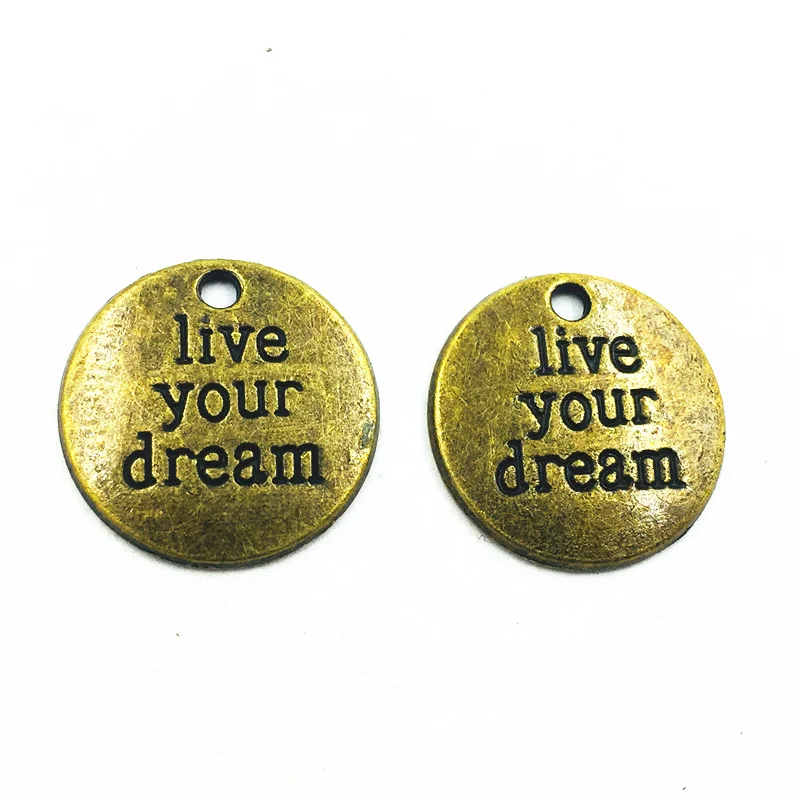 Pendants For Necklaces Bronze Tone Round Live Your Dream Letter Charms Craft Jewelry DIY Accessories 19mm 10Pcs
Pendants For Necklaces Bronze Tone Round Live Your Dream Letter Charms Craft Jewelry DIY Accessories 19mm 10Pcs