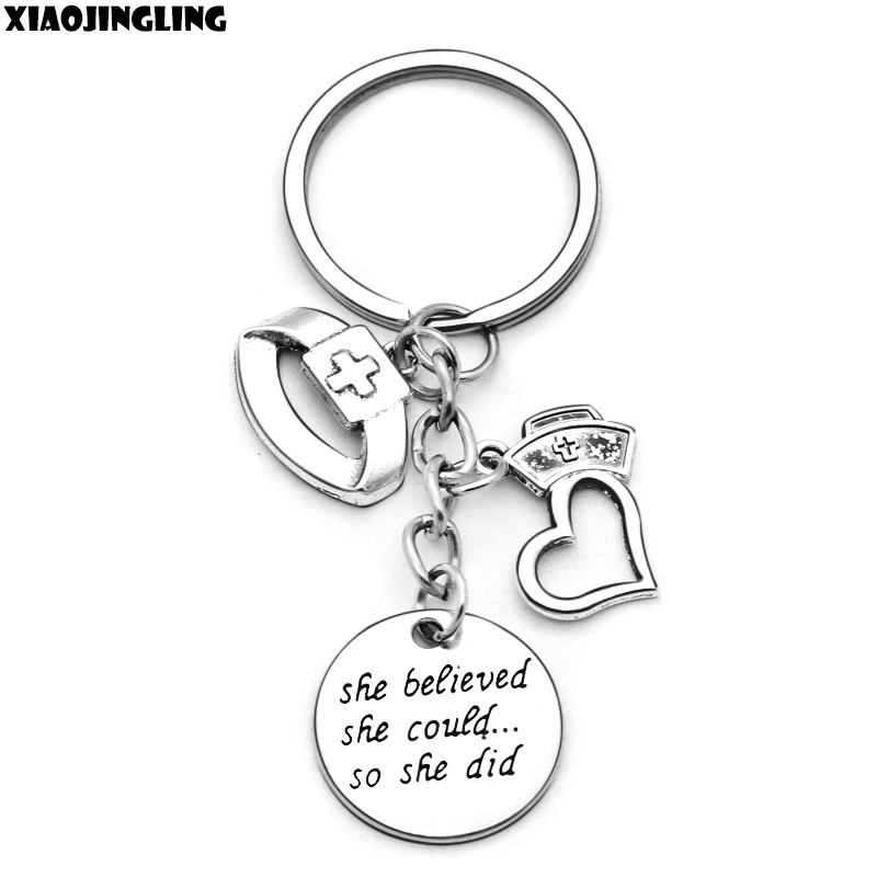 XIAOJINGLING She Believed She Could So She Did Nurse Cap Heart Pendant Keychain Keyring for Nurse Key Chain Nurses Day Gifts
XIAOJINGLING She Believed She Could So She Did Nurse Cap Heart Pendant Keychain Keyring for Nurse Key Chain Nurses Day Gifts