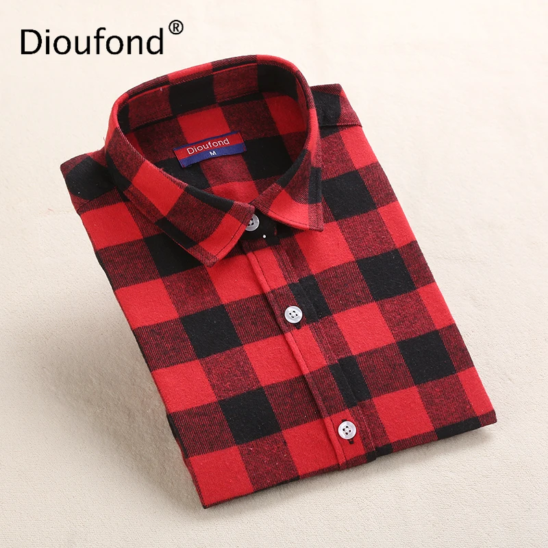 Dioufond Plaid Female Shirt Casual Cotton Blouse Winter Plus Size Women's Shirts Red Blue Camisa Feminina 2018 Spring Top
Dioufond Plaid Female Shirt Casual Cotton Blouse Winter Plus Size Women's Shirts Red Blue Camisa Feminina 2018 Spring Top