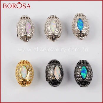 BOROSA New Arrival Charms,Gold/Silver/Black Color Olive Manmade Opal Micro Pave CZ White Zircons Beads for DIY Jewelry WX565
BOROSA New Arrival Charms,Gold/Silver/Black Color Olive Manmade Opal Micro Pave CZ White Zircons Beads for DIY Jewelry WX565