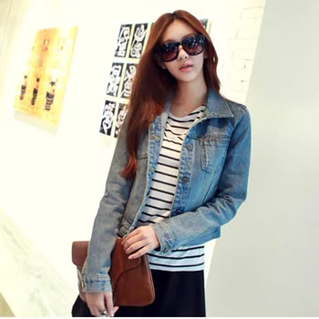 women's slim turn-down collar jacket female denim outerwear 
women's slim turn-down collar jacket female denim outerwear