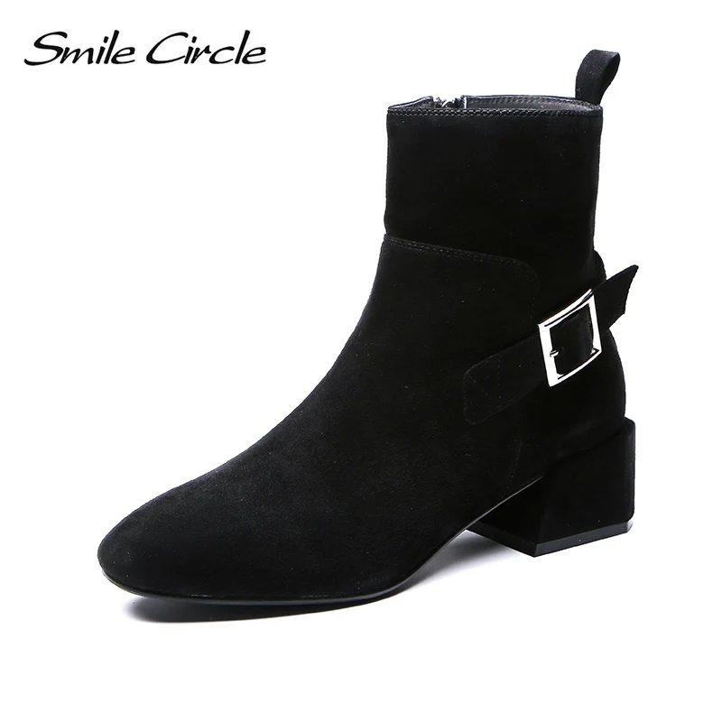 Smile Circle Winter Warm plush Ankle boots for women Cow Suede High heel Short Boots ladies Shoes Metal decoration High-quality
Smile Circle Winter Warm plush Ankle boots for women Cow Suede High heel Short Boots ladies Shoes Metal decoration High-quality