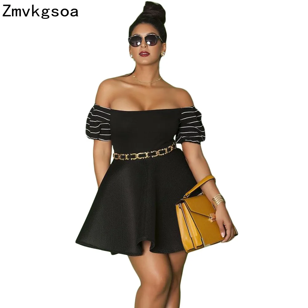 Zmvkgsoa Off Shoulder 4xl Plus Size Dress Sexy Short Sleeve Black Pleated Mini Dresses Vestidos Casual Big Women Clothes Q220411
Zmvkgsoa Off Shoulder 4xl Plus Size Dress Sexy Short Sleeve Black Pleated Mini Dresses Vestidos Casual Big Women Clothes Q220411