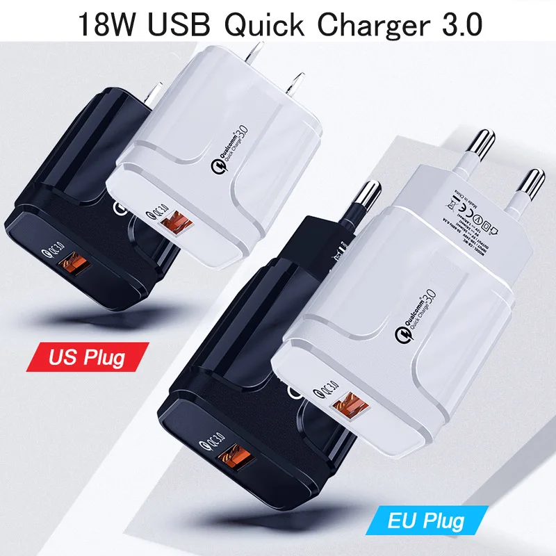 Charger Quick Charger QC 3.0 Wall Fast Charger 18W USB Charging EU US Plug For Xiaomi iPhone Samsung Huawei Oneplus LG iPad
Charger Quick Charger QC 3.0 Wall Fast Charger 18W USB Charging EU US Plug For Xiaomi iPhone Samsung Huawei Oneplus LG iPad