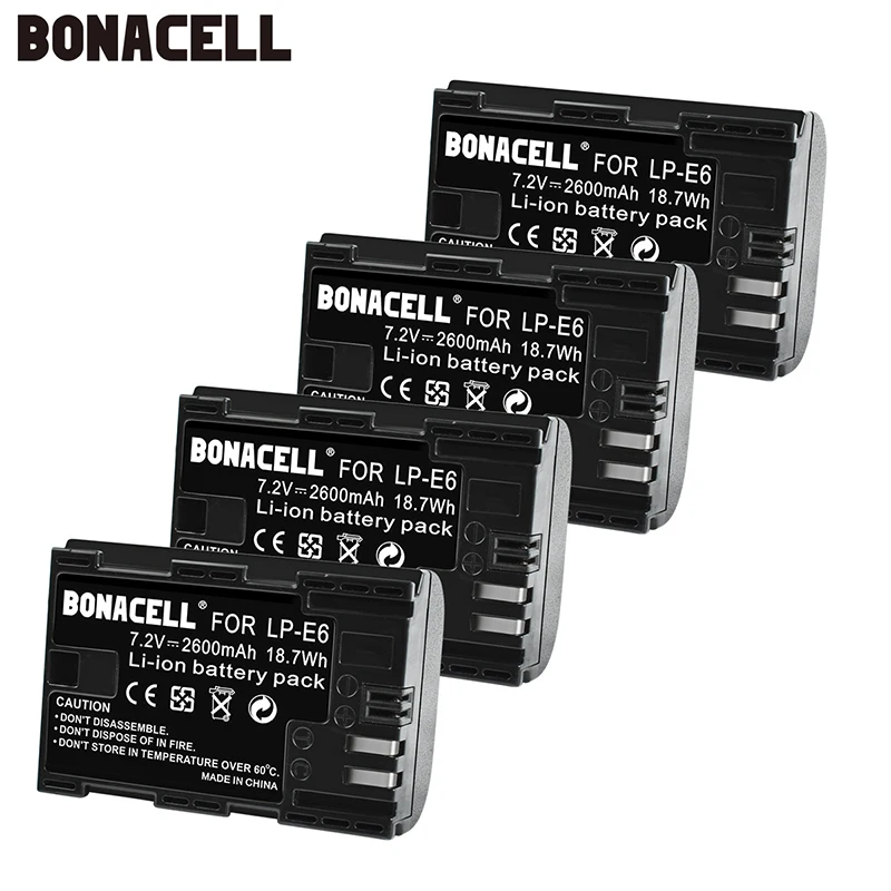 bonacell 2600mAh LP-E6 LP E6 LP-E6N Batteria Battery for Canon 7D Mark II Camera for EOS 60D 70D 80D for EOS 5D Mark II III IV
bonacell 2600mAh LP-E6 LP E6 LP-E6N Batteria Battery for Canon 7D Mark II Camera for EOS 60D 70D 80D for EOS 5D Mark II III IV