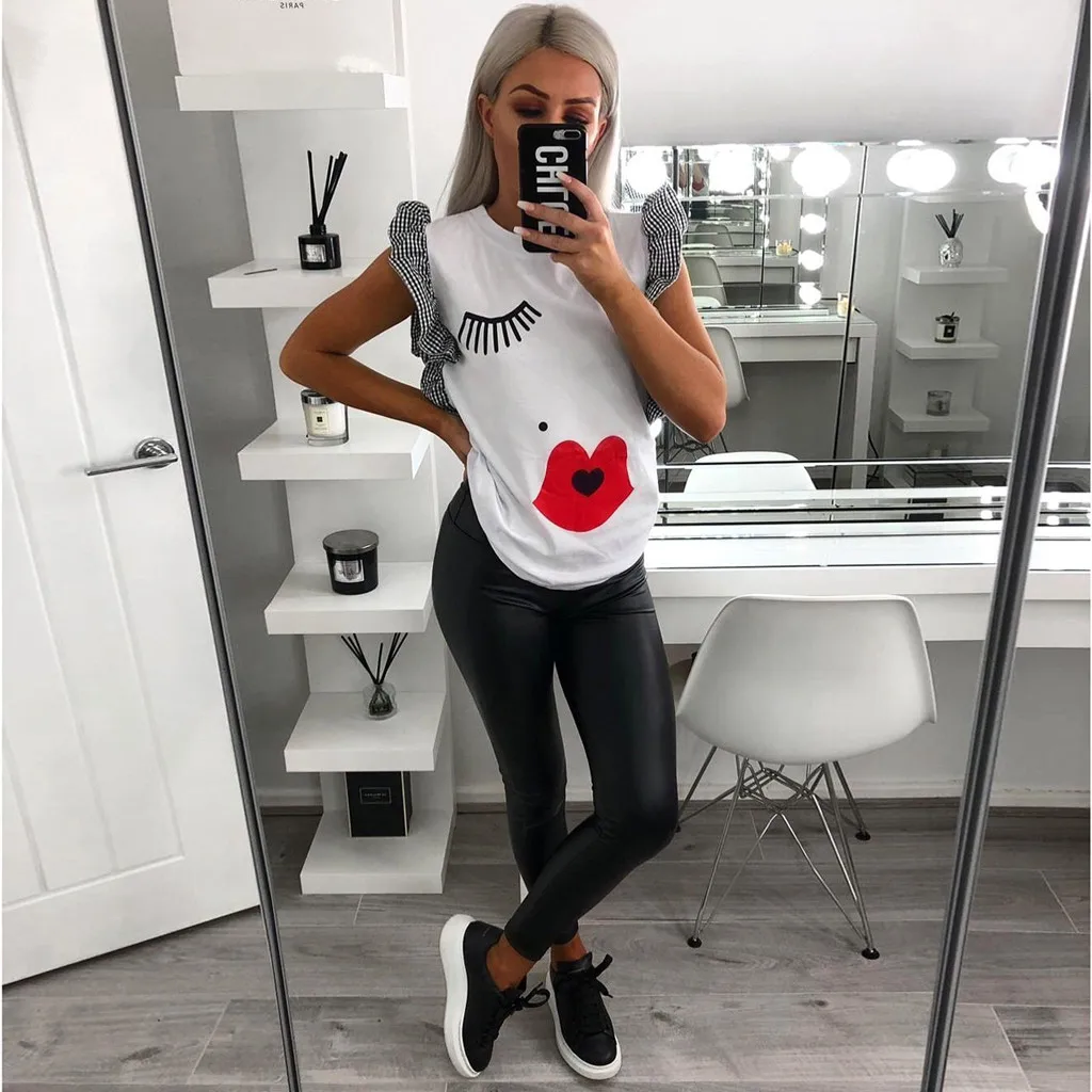 Womens Summer Blouse Shirt Fashion Casual Print Butterfly Sleeve O-Neck Streetwear Ladies Tops Blouse Women Camisa Feminina 2019
Womens Summer Blouse Shirt Fashion Casual Print Butterfly Sleeve O-Neck Streetwear Ladies Tops Blouse Women Camisa Feminina 2019