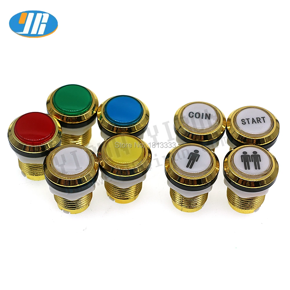 33mm arcade push button 5V 12V Chrome gold push button illuminated button switch 1P 2P START COIN Logo for Arcade DIY Joystick
33mm arcade push button 5V 12V Chrome gold push button illuminated button switch 1P 2P START COIN Logo for Arcade DIY Joystick