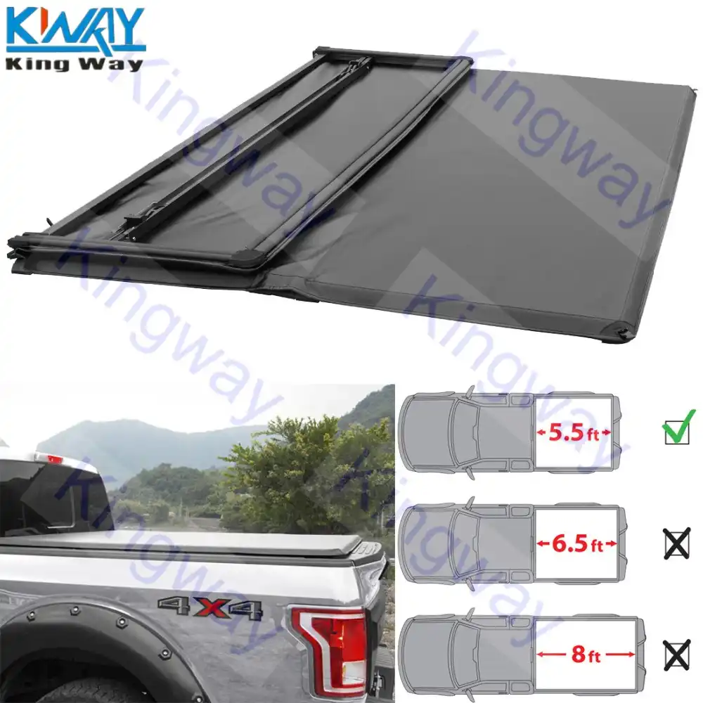 Free Shipping King Way 5 5ft Waterproof Soft Tri Fold Truck Tonneau Bed Cover For 2009 2014 Ford F 150 Car Covers Aliexpress