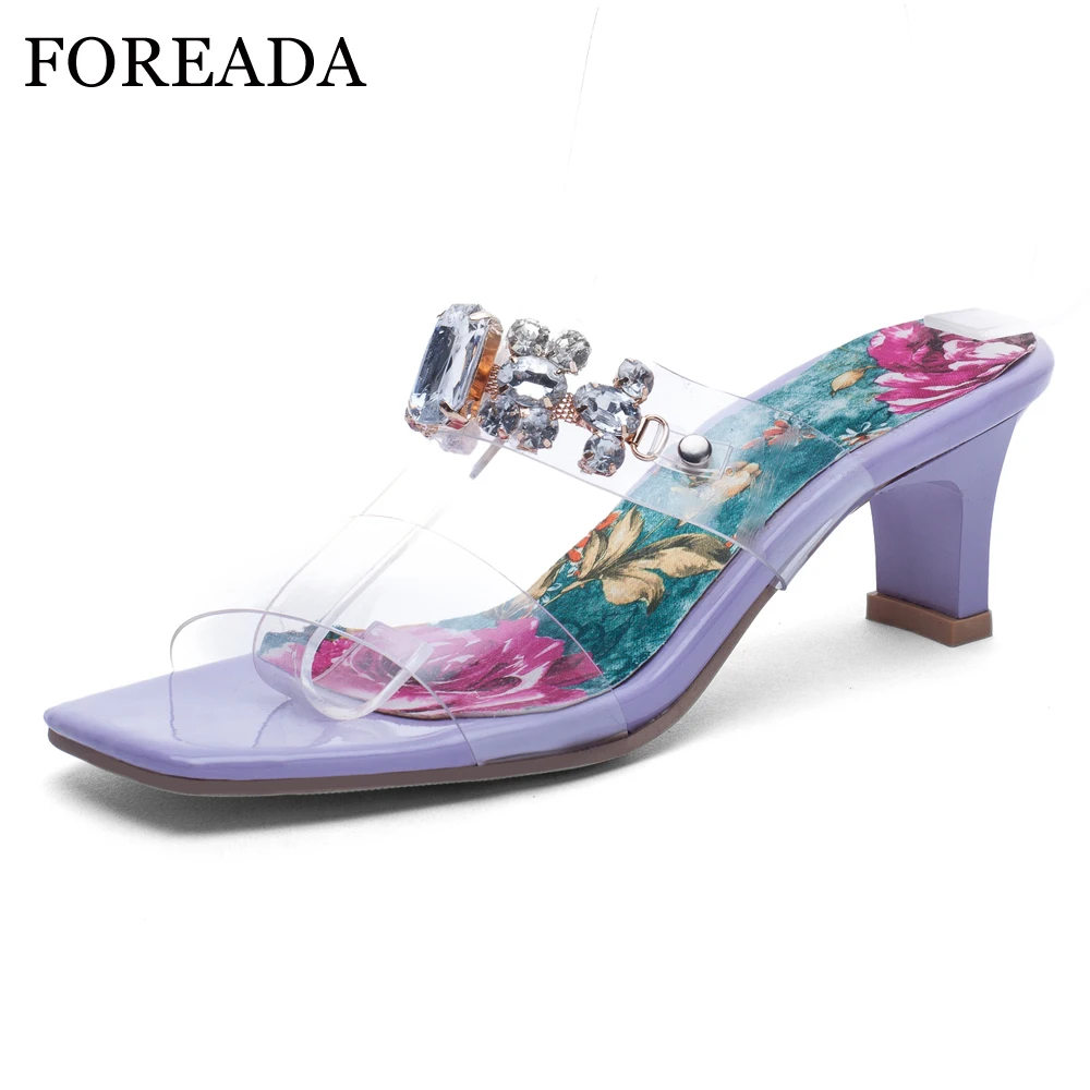 FOREADA Summer Shoes Women Slippers Crystal Thick High Heels Party Shoes Transparent Open Toe Slippers Female Sandals Red 33-43
FOREADA Summer Shoes Women Slippers Crystal Thick High Heels Party Shoes Transparent Open Toe Slippers Female Sandals Red 33-43