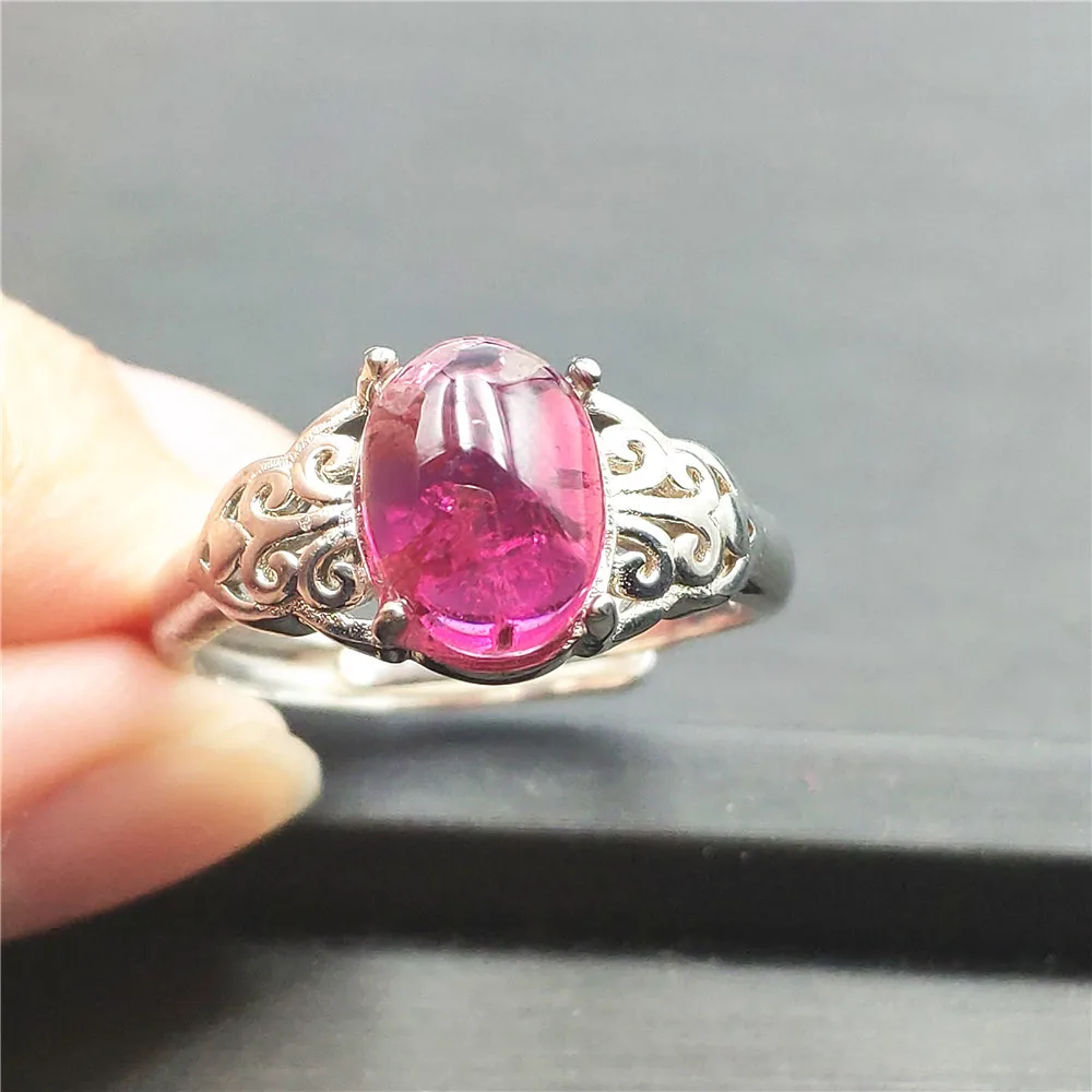 Высокое качество натуральный красный розовый турмалин Женское кольцо 12x10 мм