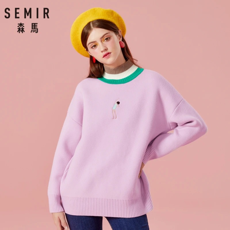 SEMIR Women Contrasted Turtleneck Sweater Fine Knit Women Embroidered Dropped Shoulder Sweater Ribbing at Cuff and Hem
SEMIR Women Contrasted Turtleneck Sweater Fine Knit Women Embroidered Dropped Shoulder Sweater Ribbing at Cuff and Hem