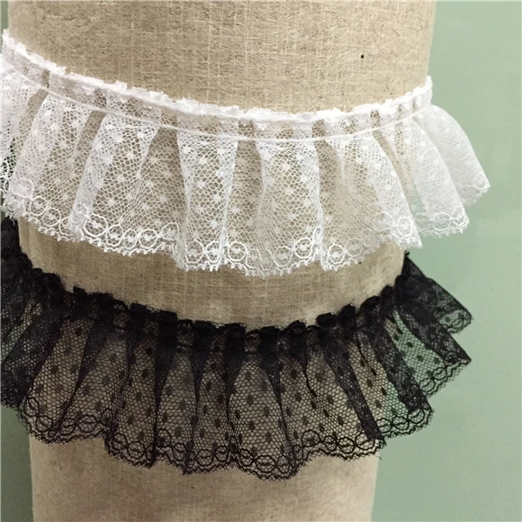 5cm high quality polyeter netting ruffle lace pleated white black ribbon lace Free Shipping
5cm high quality polyeter netting ruffle lace pleated white black ribbon lace Free Shipping