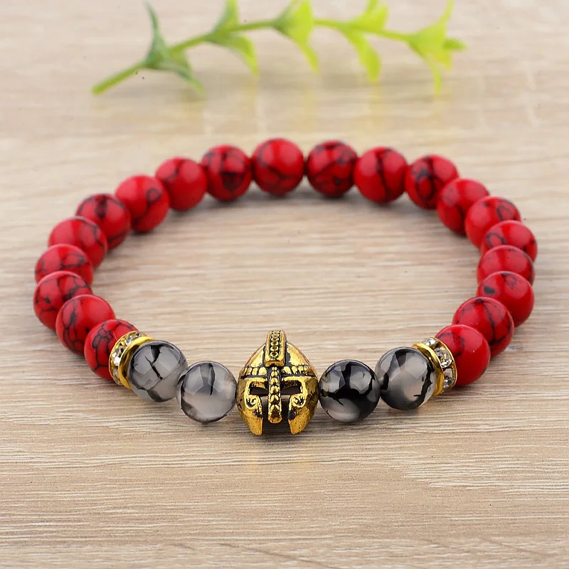 Colorful Top Quality Natural Stone Charm Men Bracelet Pulseiras Masculinas Alloy Knight Spartan Warrior Helmet Beads Bracelet
Colorful Top Quality Natural Stone Charm Men Bracelet Pulseiras Masculinas Alloy Knight Spartan Warrior Helmet Beads Bracelet