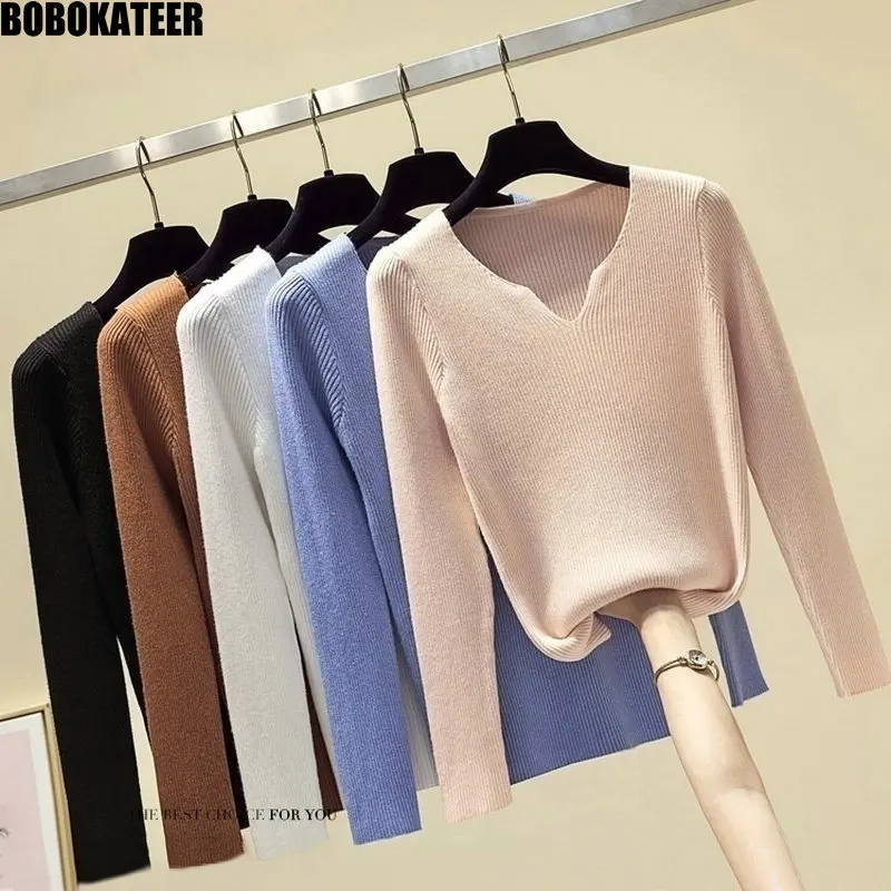 BOBOKATEER Autumn Sweater Women Tops White V neck Slim Knitted Pullover Black Winter Clothes Women Sweater Pull Femme Trui 2019
BOBOKATEER Autumn Sweater Women Tops White V neck Slim Knitted Pullover Black Winter Clothes Women Sweater Pull Femme Trui 2019