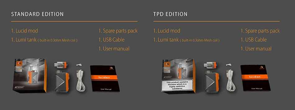 New Original Geekvape Lucid Starter Kit 80W Lucid Electronic Cigarette Box MOD with 4ML Lumi Tank Use AS Chipset Vape Vaporizer