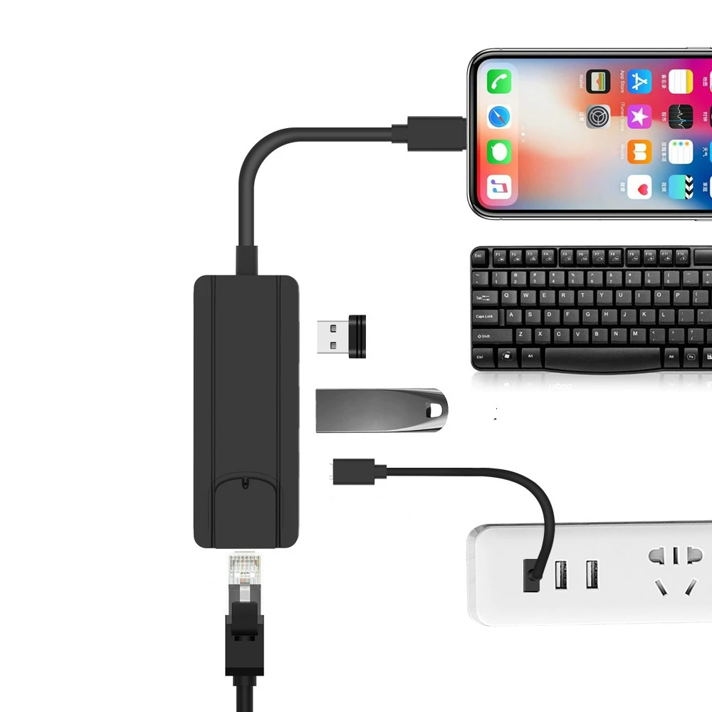 

Network Adapter Phone Connect to RJ45 Ethernet LAN Cable Extends HUB Wired Network Link For iPhone XS MAX XR 6 7 8 plus iPad