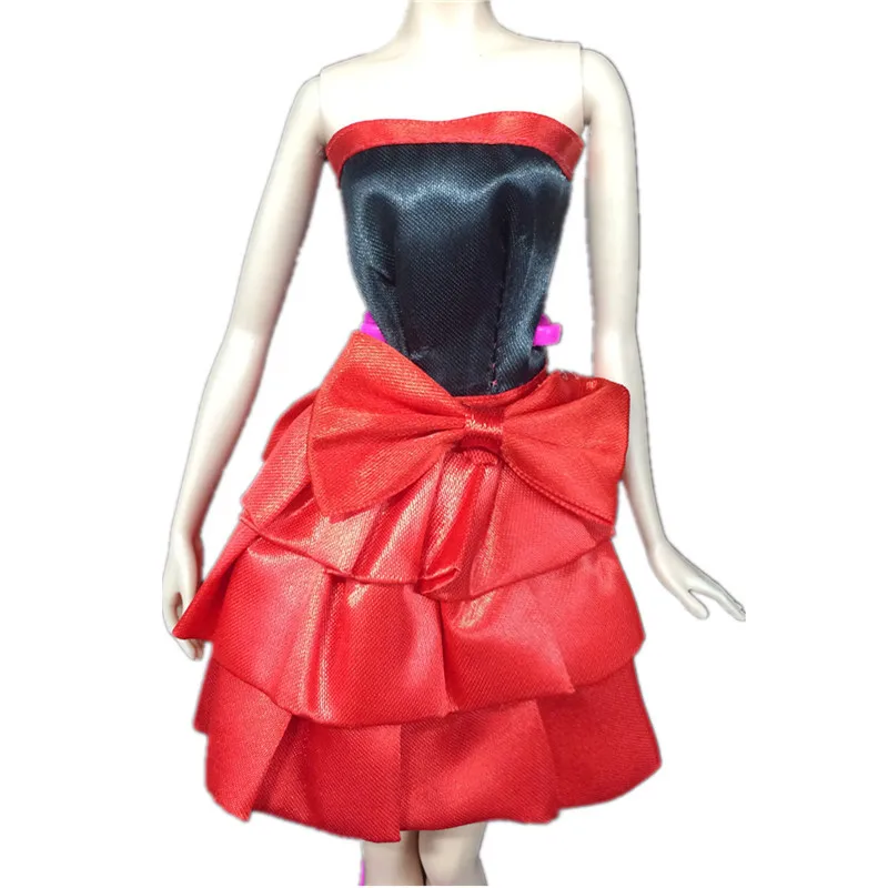 Лидер продаж 1 предмет джинсовая одежда милое красное платье для Барби кукла