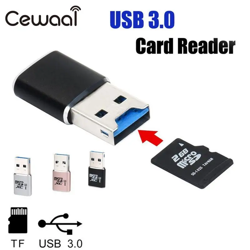 CEWAAL USB 3.0 Mini MICRO SD SDXC Aluminum Alloy Memory Card Reader Adapter Connector Mini Card Reader black silver rose gold
CEWAAL USB 3.0 Mini MICRO SD SDXC Aluminum Alloy Memory Card Reader Adapter Connector Mini Card Reader black silver rose gold