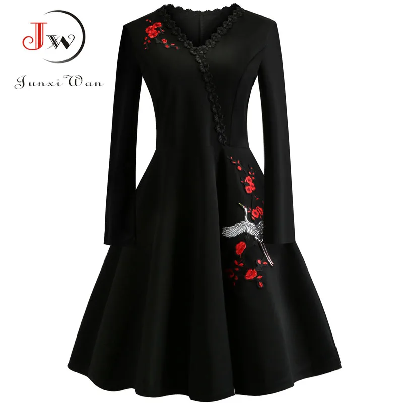 4XL Plus Size Women Embroidery Vintage Dress Lace Black Elegant Bodycon Party Dresses Long Sleeve Casual Autumn Winter Vestidos
4XL Plus Size Women Embroidery Vintage Dress Lace Black Elegant Bodycon Party Dresses Long Sleeve Casual Autumn Winter Vestidos