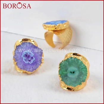 BOROSA Gold Color Rainbow Flower Solar Quartz Druzy Band Ring,Natural Crystal Drusy Geode Gems Rings Jewelry for Women G0308
BOROSA Gold Color Rainbow Flower Solar Quartz Druzy Band Ring,Natural Crystal Drusy Geode Gems Rings Jewelry for Women G0308