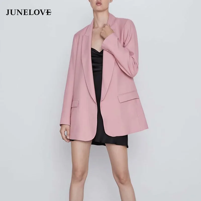 JuneLove Women Long Sleeve Solid Blazer Jacket Vintage Pockets Female Loose Blazer Casual Street Wear Office Lady Blazer Outwear
JuneLove Women Long Sleeve Solid Blazer Jacket Vintage Pockets Female Loose Blazer Casual Street Wear Office Lady Blazer Outwear