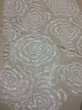 

Embroidered Fabric 5yard/lot SYJ-52410 African Tulle Lace Fabric with sequins High High Quality Net Guipure Lace Fabric