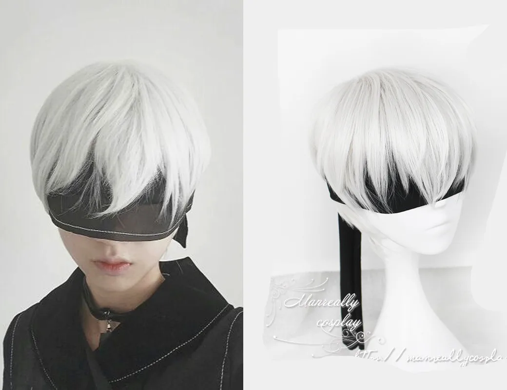 NieR:Automata 9S Silver White wig YoRHa No. 9 Model S Men Anime Cosplay wig with black eye patch
NieR:Automata 9S Silver White wig YoRHa No. 9 Model S Men Anime Cosplay wig with black eye patch