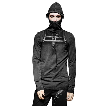 Steampunk Men PU Leather Loop T Shirts Stylish Plain Hooded T-shirt Lacing Design Black Tee Tops
Steampunk Men PU Leather Loop T Shirts Stylish Plain Hooded T-shirt Lacing Design Black Tee Tops