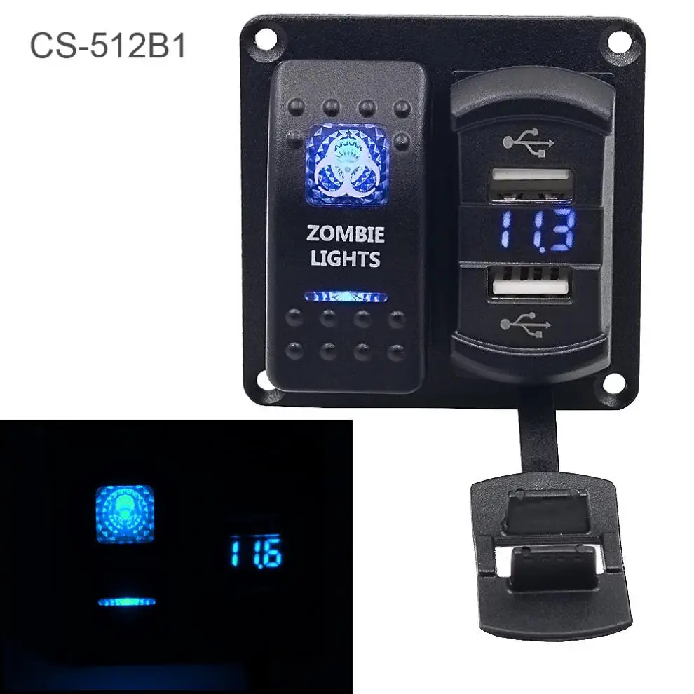 4.2A Dual USB 5 PIN Zombie Lamp Switch Combination Panel for Car Truck Boat
4.2A Dual USB 5 PIN Zombie Lamp Switch Combination Panel for Car Truck Boat