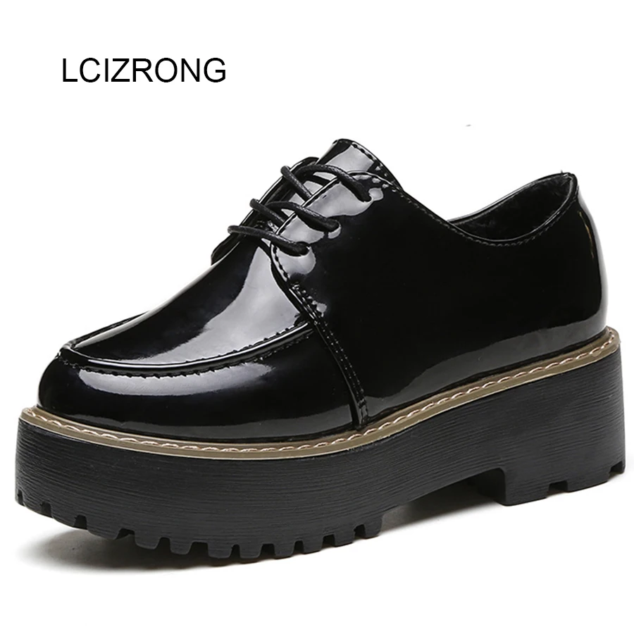 LCIZRONG Fashion 5CM Heel Women Flat Shoes Black Retro Creepers Lace-up Leather Platform Shoes Female Non-slip Breathable Shoes
LCIZRONG Fashion 5CM Heel Women Flat Shoes Black Retro Creepers Lace-up Leather Platform Shoes Female Non-slip Breathable Shoes