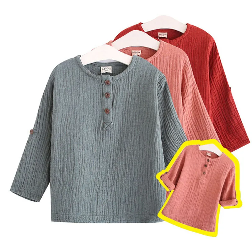 2020 Cotton Linen Baby Boy T Shirt Summer Long Sleeve Kids Girl T-shirts Summer Children Clothing Button Spring Fall Tops 0-7Y
2020 Cotton Linen Baby Boy T Shirt Summer Long Sleeve Kids Girl T-shirts Summer Children Clothing Button Spring Fall Tops 0-7Y