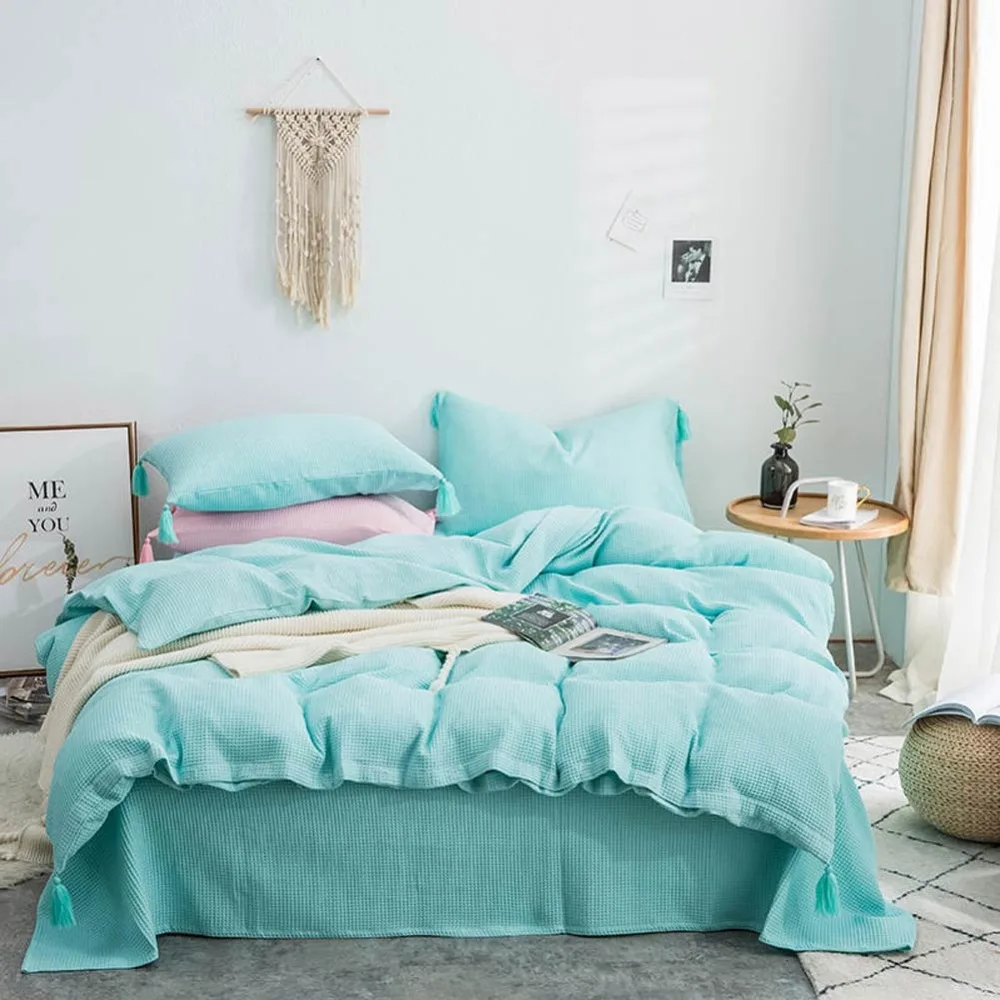2019 Green Simple Waffle Pattern Soft Cotton Bedlinens Bedding Set Queen King Size Duvet Cover Set Bed Sheet Pillowcases
2019 Green Simple Waffle Pattern Soft Cotton Bedlinens Bedding Set Queen King Size Duvet Cover Set Bed Sheet Pillowcases