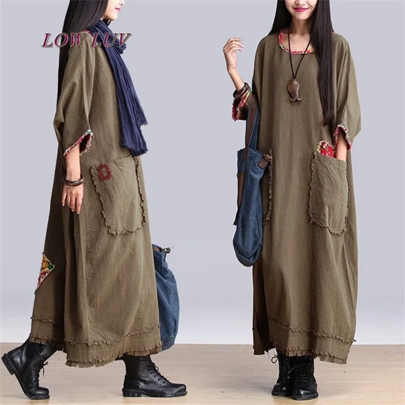 Linen Dress Women Spring Cotton Maxi Dresses Loose Casual Vestidos Plus Size Women Clothing Long Ethnic Dress Long Sleeve Robes
Linen Dress Women Spring Cotton Maxi Dresses Loose Casual Vestidos Plus Size Women Clothing Long Ethnic Dress Long Sleeve Robes