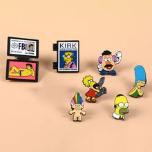 ¡La Colección de Los Simpsons! Sr. quems Lisa cromado Jay Marga kerque X-limas f.b.f.f.f.f. Fox amoll muñeca Flip esmalte broches alfileres(China)
