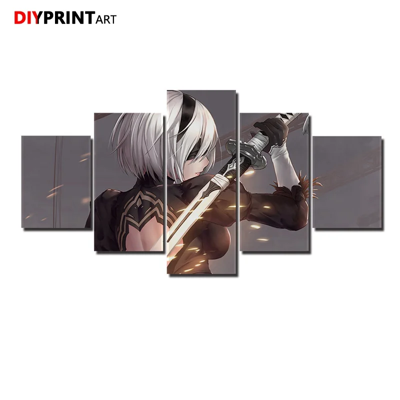 NieR Automata Sword 2B 5 панелей настенный художественный декор картины для спальни
