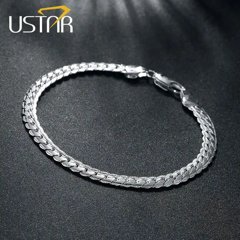 USTAR 5mm wide Silver color Snake Chain Bracelets for men women Fashion Jewelry men bracelet Bangles pulseras bijoux Gift
USTAR 5mm wide Silver color Snake Chain Bracelets for men women Fashion Jewelry men bracelet Bangles pulseras bijoux Gift