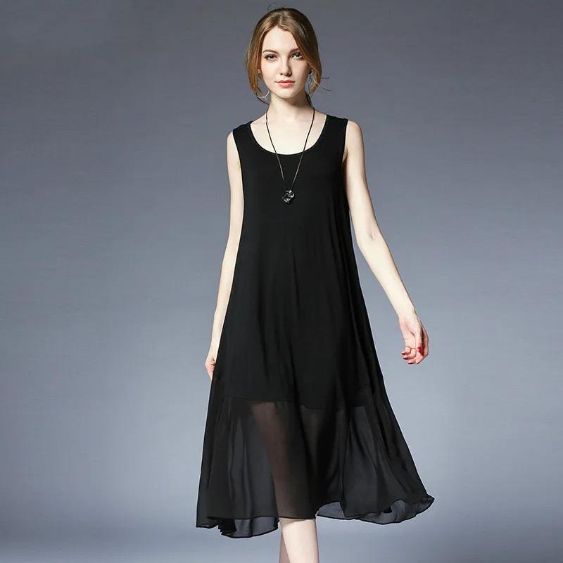 Flow Chiffon Midi Sleeveless Dress Summer Women Plus Size Woven Tank Dresses Black xl to 4xl
Flow Chiffon Midi Sleeveless Dress Summer Women Plus Size Woven Tank Dresses Black xl to 4xl