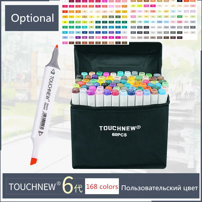 

TOUCHNEW Custom Single Colors Sketch Markers Alcohol Based Dual Head Brush Markers Pen For Drawing Manga Art Supplies Markers