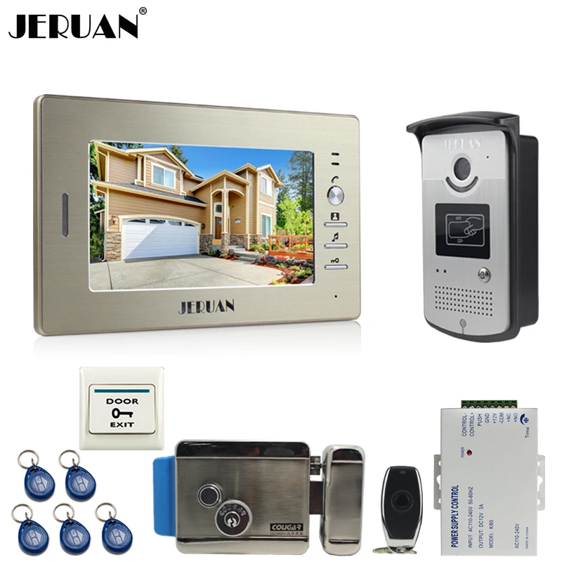 JERUAN 7`` LCD Screen Video Intercom Video Door Phone Handsfree System access control system+ 700TVL Camera +Electronic lock 
JERUAN 7`` LCD Screen Video Intercom Video Door Phone Handsfree System access control system+ 700TVL Camera +Electronic lock