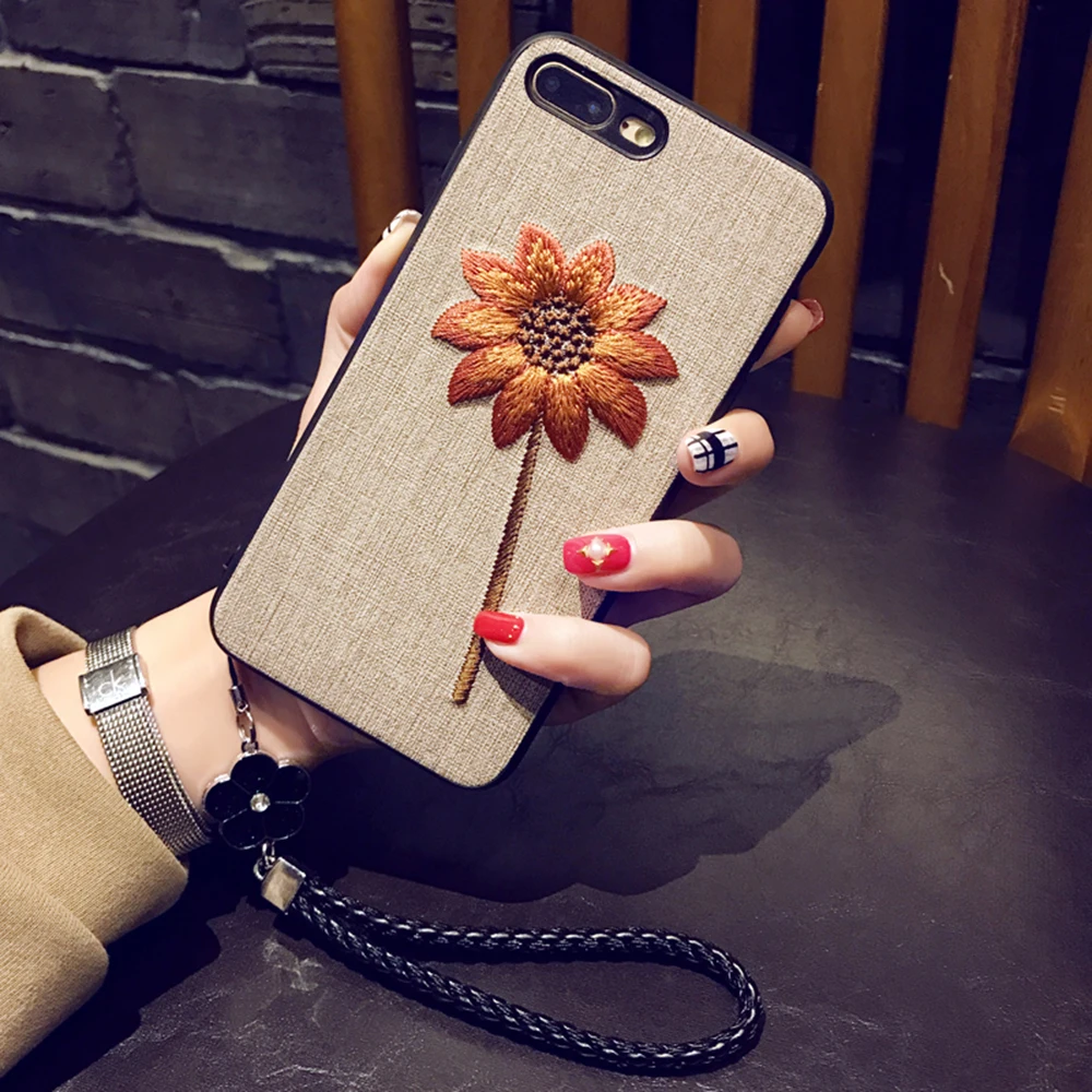 Case For Apple iPhone 7 6S 8 Plus 5 X 6 Floral Rose Pattern Embroidery Cover New Style All Inclusive Feel Comfortable Cute | Мобильные