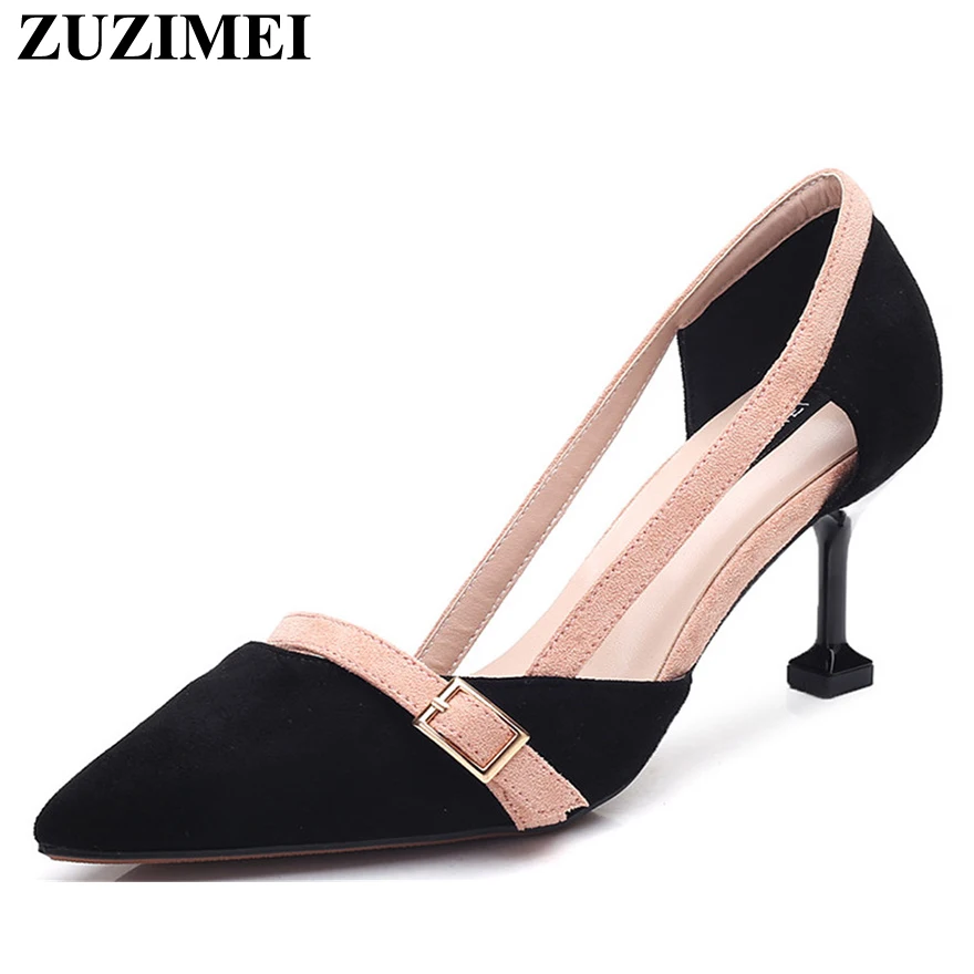 2019 New Summer Sexy Side Cut-Outs Women Sandals Pointed Toe Fashion Buckle Solid Flock Pumps Shallow High Heels Party Sandals
2019 New Summer Sexy Side Cut-Outs Women Sandals Pointed Toe Fashion Buckle Solid Flock Pumps Shallow High Heels Party Sandals