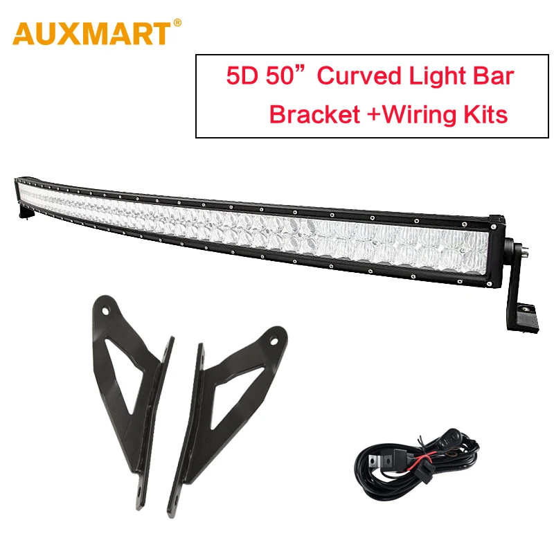 

Auxmart 5D LED Bar 50" 288w Spot Flood Cmobo Offroad Curved 12V LED Light Bar with Mount for For Nissan Titan 2004~2014