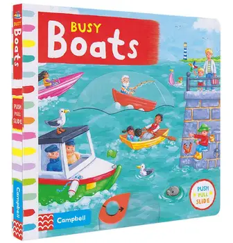 Campbell Busy Boats push pull slide movable Mechanical book English picture flap board book baby children early education toy
Campbell Busy Boats push pull slide movable Mechanical book English picture flap board book baby children early education toy