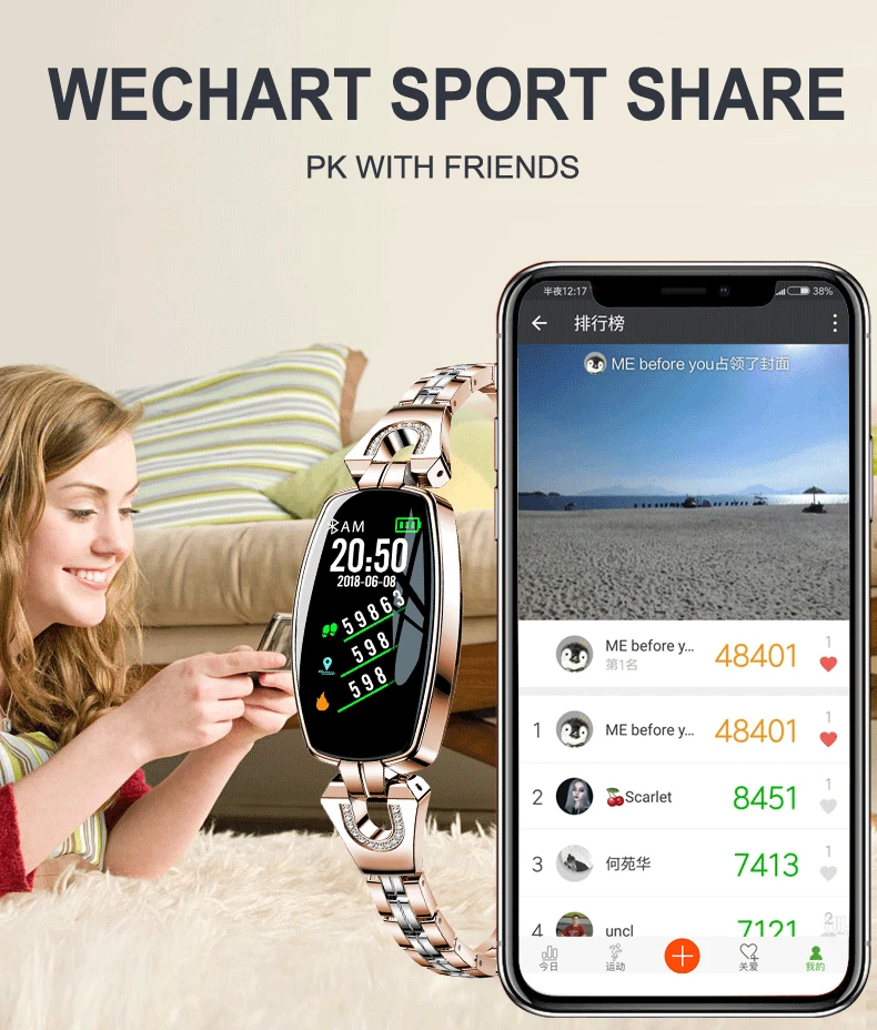 Smart Watch Women Luxury Bracelet Watch H8 Intelligent Wristwatch Waterproof Smart Watch Heart Reat Pedometer For iPhone Android
Smart Watch Women Luxury Bracelet Watch H8 Intelligent Wristwatch Waterproof Smart Watch Heart Reat Pedometer For iPhone Android
